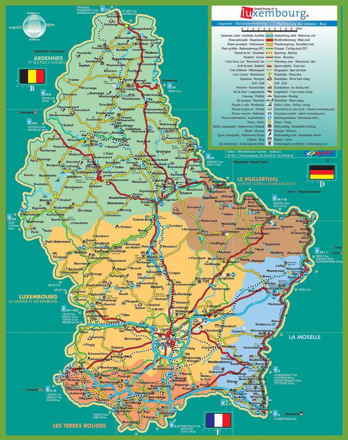 Liuksemburgas lankytinų vietų žemėlapis