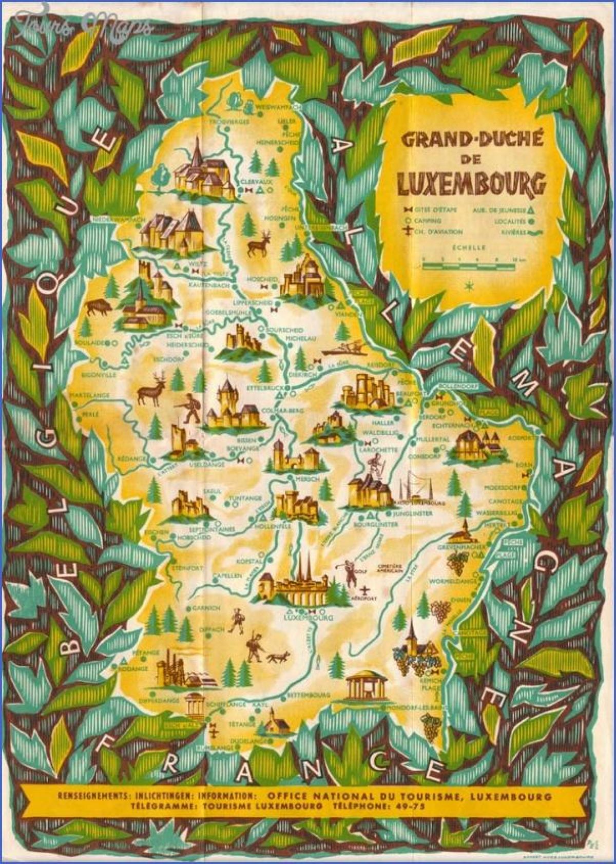 žemėlapis Liuksemburgas lankytinos vietos