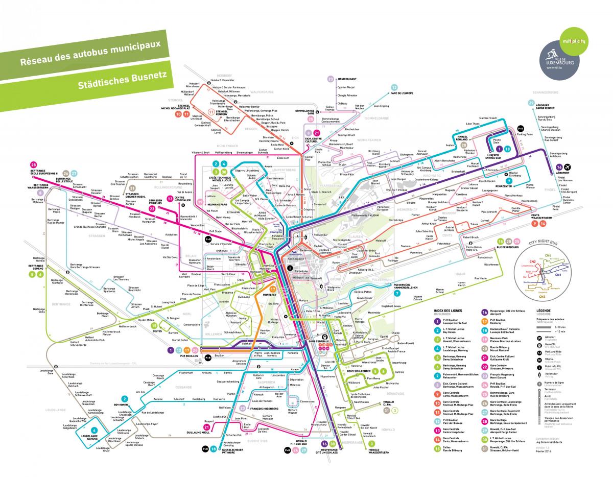 žemėlapis Liuksemburgas viešasis transportas