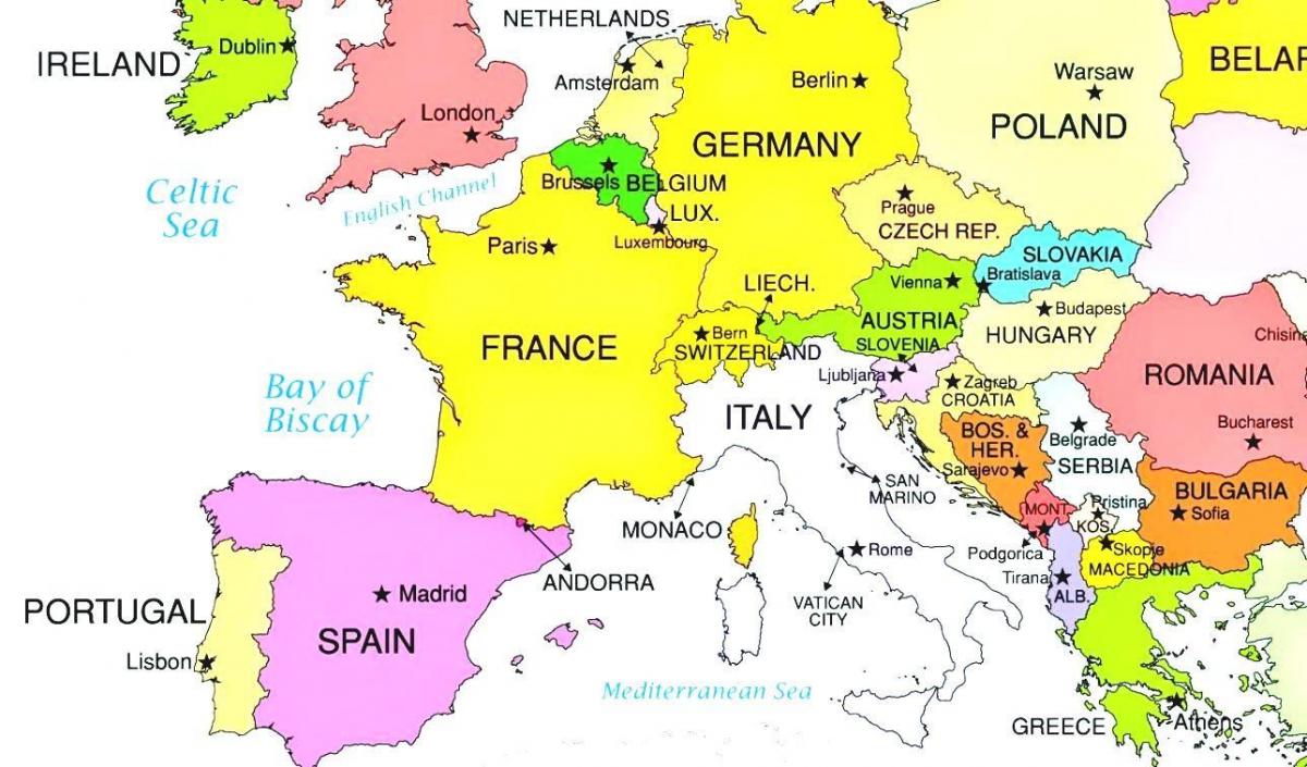 europos žemėlapis, kuriame Liuksemburgas