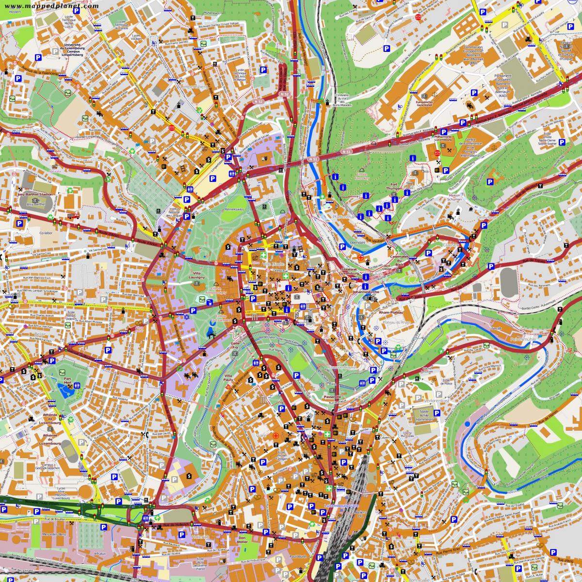 žemėlapis Liuksemburgas miesto centro