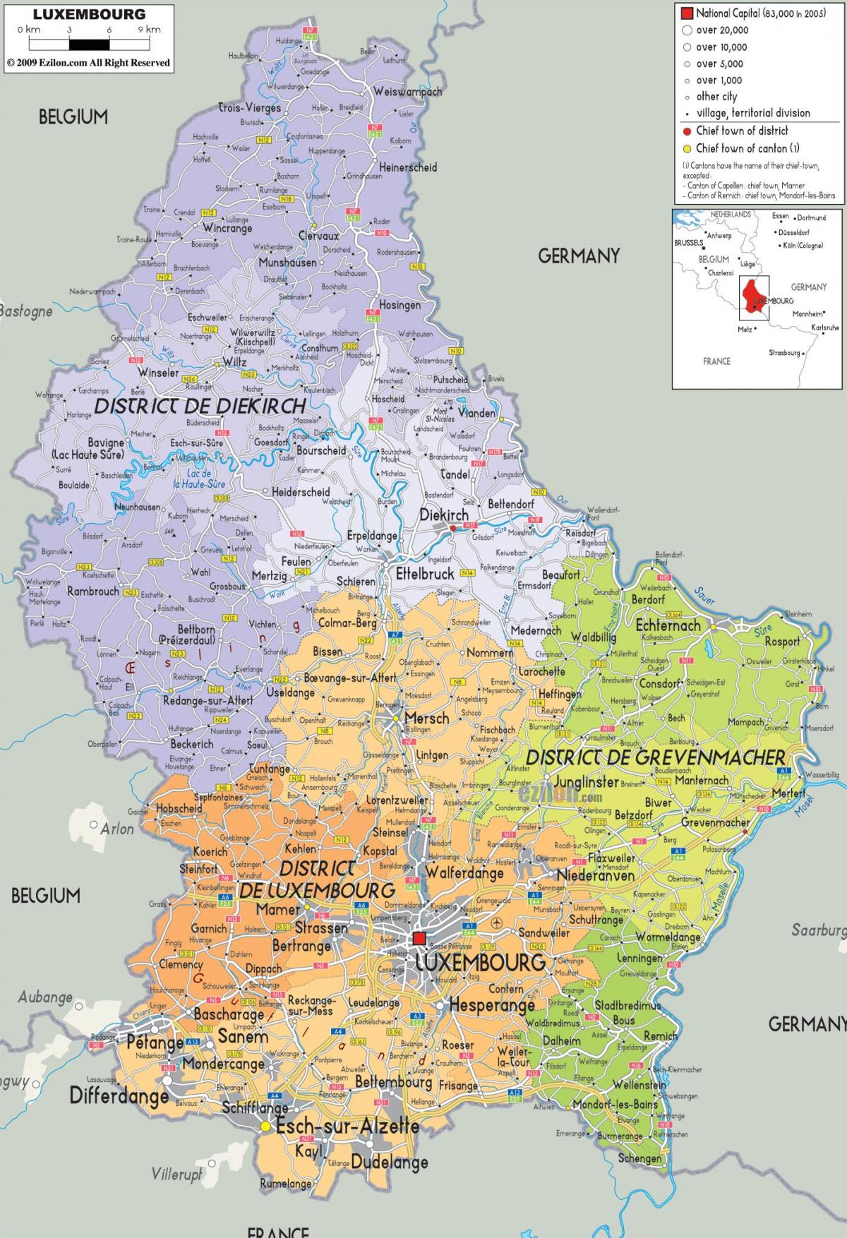 Liuksemburgas šalies žemėlapį