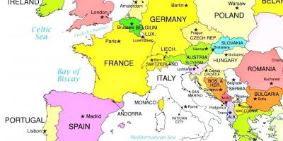 Europos žemėlapis, kuriame Liuksemburgas