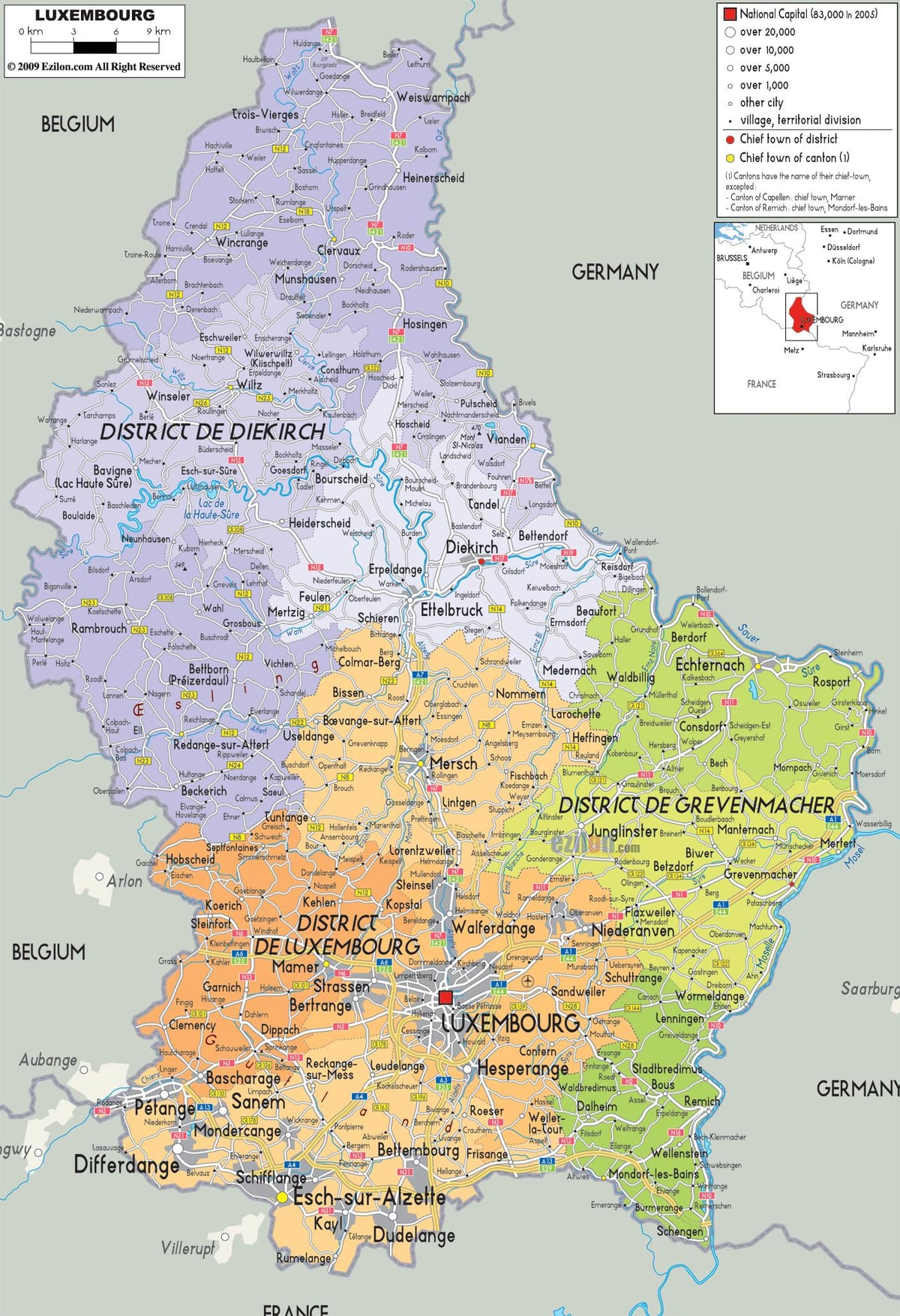 Liuksemburgas šalies žemėlapį
