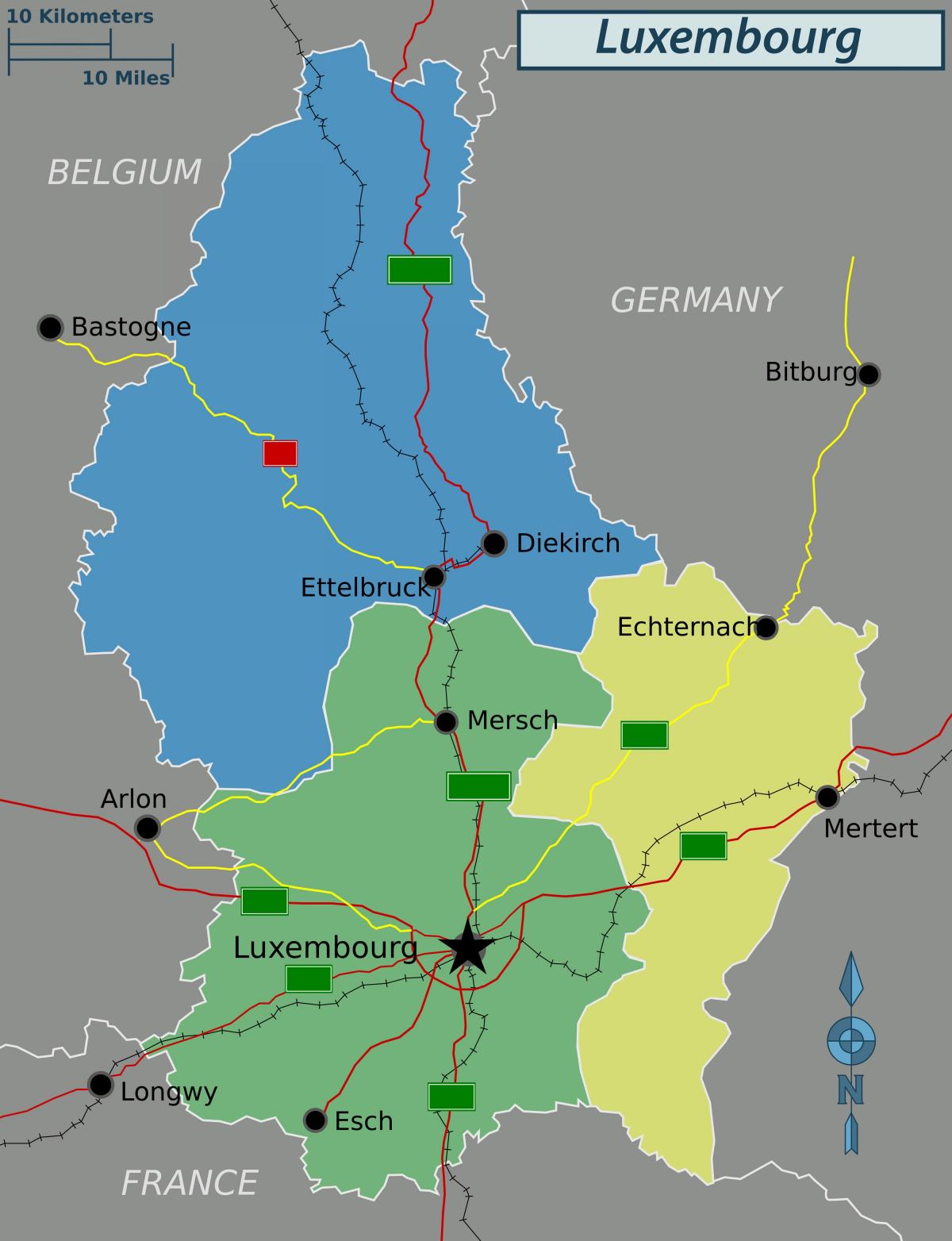 žemėlapis Liuksemburgas politinė